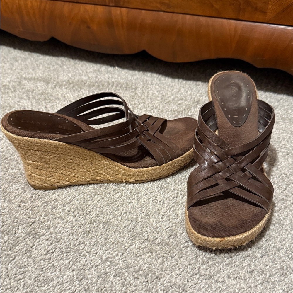 Gianni Bini Dark Brown Wedge Sandals